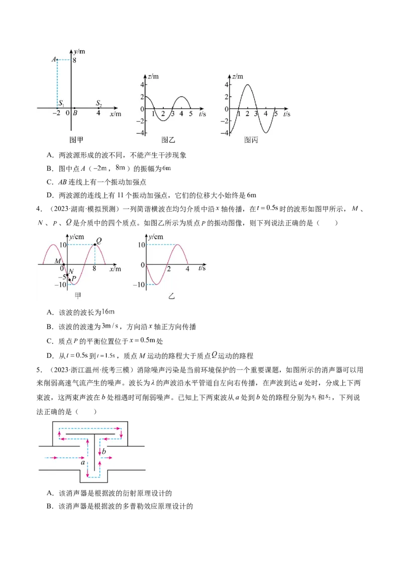 第35讲机械波（练习）（原卷版）_4.2025物理总复习_2024年新高考资料_1.2024一轮复习_2024年高考物理一轮复习讲练测（新教材新高考）_第35讲机械波（练习）