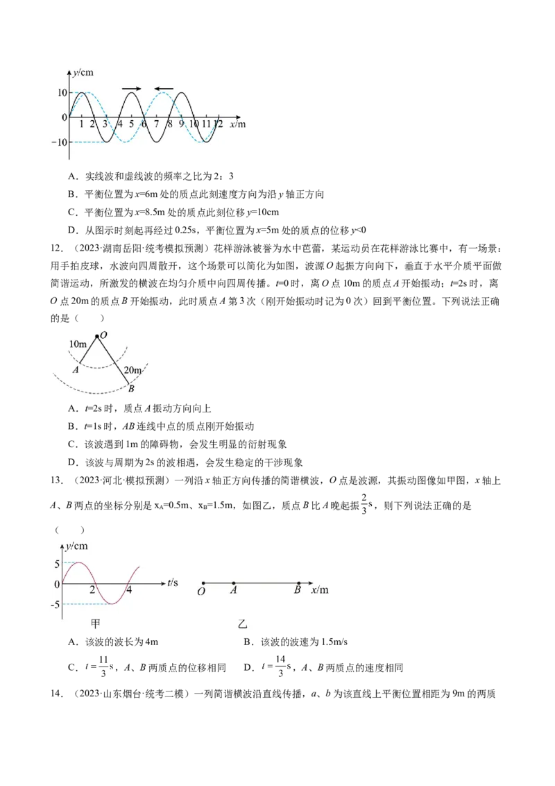 第35讲机械波（练习）（原卷版）_4.2025物理总复习_2024年新高考资料_1.2024一轮复习_2024年高考物理一轮复习讲练测（新教材新高考）_第35讲机械波（练习）