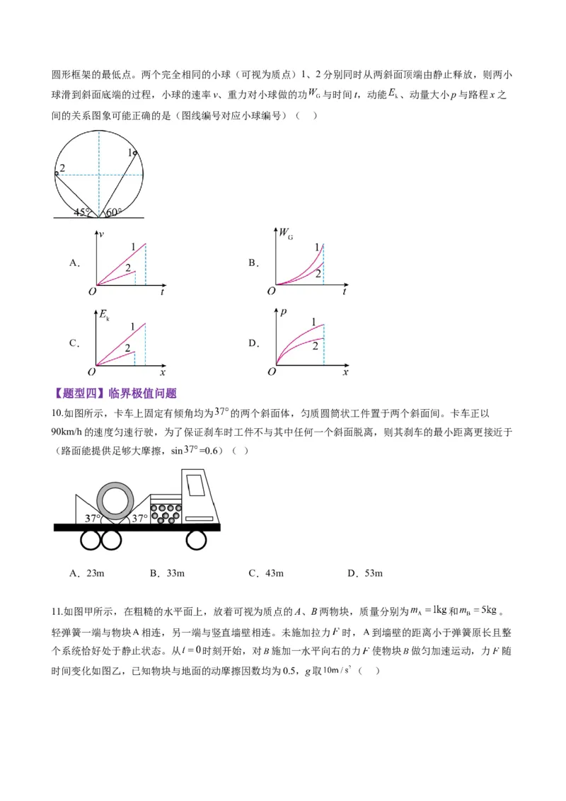 第10讲牛顿运动定律的综合应用（一）（练习）（原卷版）_4.2025物理总复习_2025年新高考资料_一轮复习_2025年高考物理一轮复习讲练测（新教材新高考）