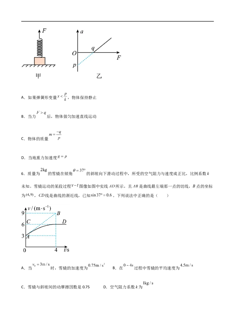 专题16动力学动态分析、动力学图像问题（原卷版）_4.2025物理总复习_2023年新高复习资料_一轮复习_2023届高三物理一轮复习多维度导学与分层专练