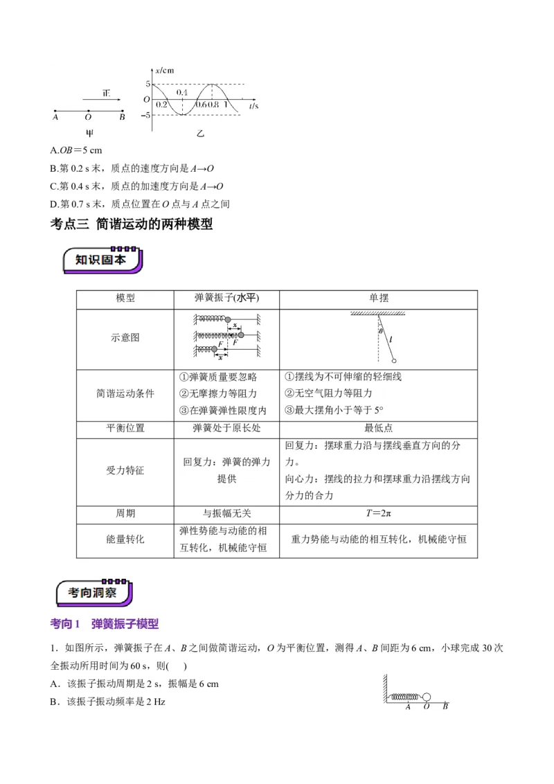 第30讲机械振动(讲义)（原卷版）_4.2025物理总复习_2025年新高考资料_一轮复习_2025年高考物理一轮复习讲练测（新教材新高考）