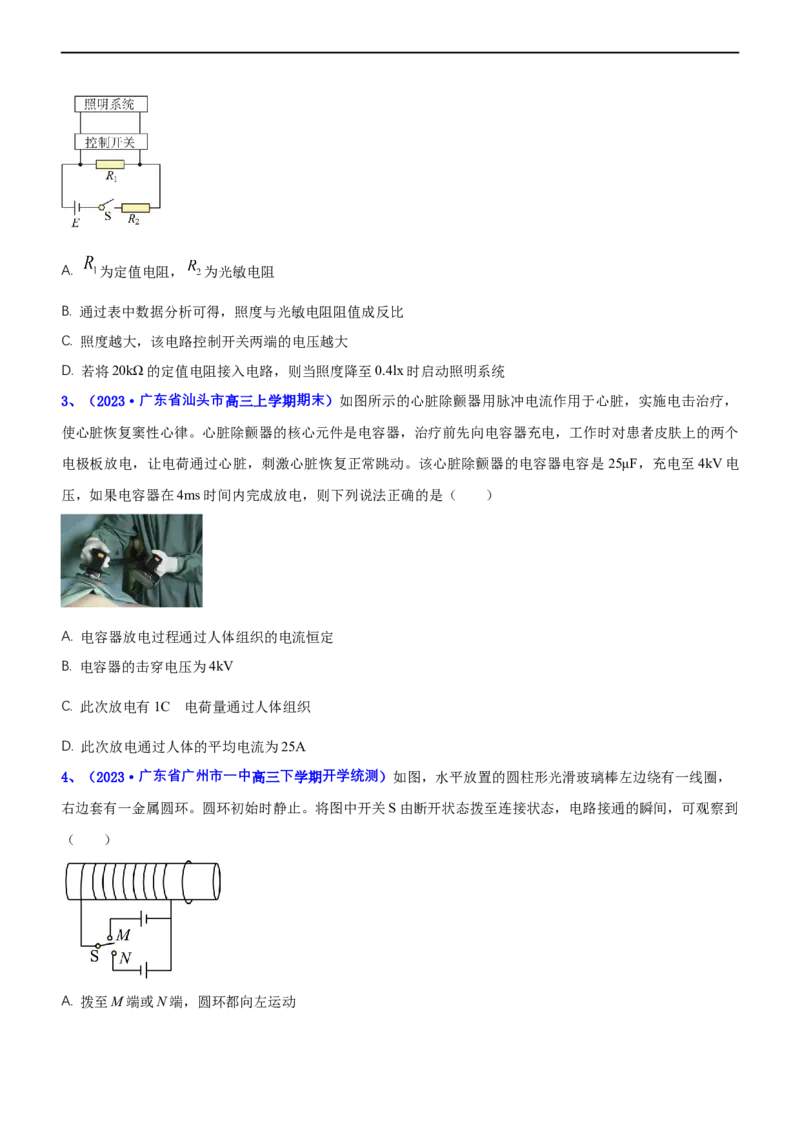 专题四电路和电磁感应（测）-2023年高考物理二轮复习讲练测（新高考专用）（原卷版）_4.2025物理总复习_2023年新高复习资料_二轮复习_2023年高考物理二轮复习讲练测（新高考专用）