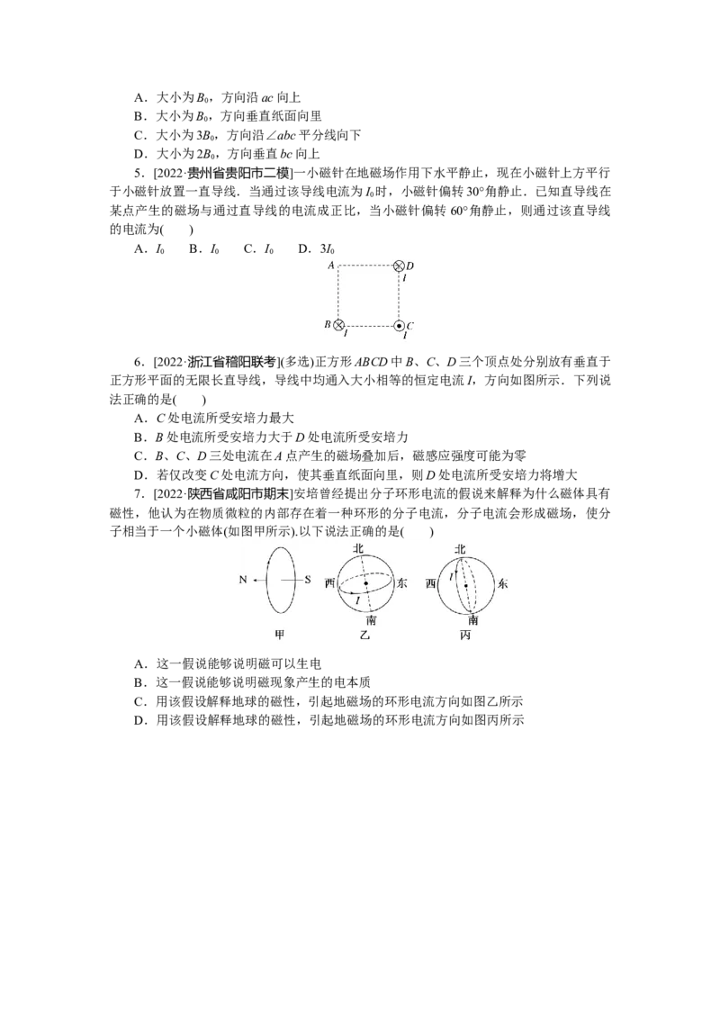 专题60磁场磁感线磁场的叠加_4.2025物理总复习_赠品通用版（老高考）复习资料_专项复习_2023《微专题&middot;小练习》&middot;物理&middot;L-5