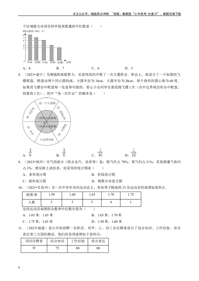热点03统计与概率（6大题型+满分技巧+限时分层检测）（原卷版）_02中考总复习（2026版更新中）_02-数学-中考总复习_2024年中考复习资料_二轮复习资料_热点