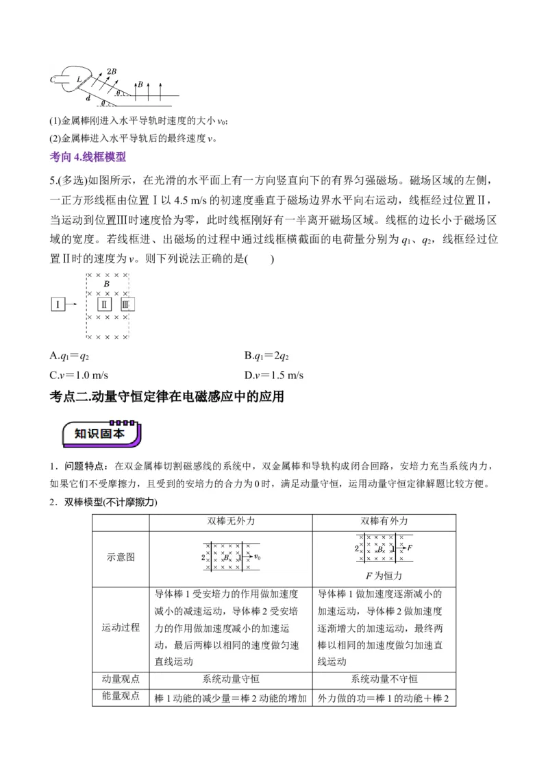 第56讲电磁感应中的动量问题（讲义）（原卷版）_4.2025物理总复习_2025年新高考资料_一轮复习_2025年高考物理一轮复习讲练测（新教材新高考）