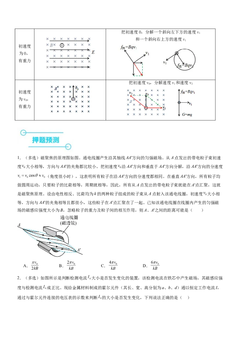 押全国卷21题：带电粒子在电磁场中的运动（原卷版）_4.2025物理总复习_2024年新高考资料_5.2024三轮冲刺_备战2024年高考物理临考题号押题（新高考通用）324057615