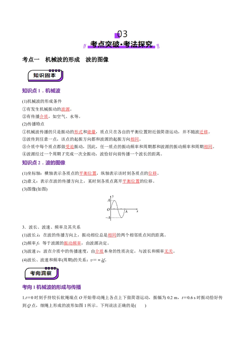 第31讲机械波（讲义）（解析版）_4.2025物理总复习_2025年新高考资料_一轮复习_2025年高考物理一轮复习讲练测（新教材新高考）