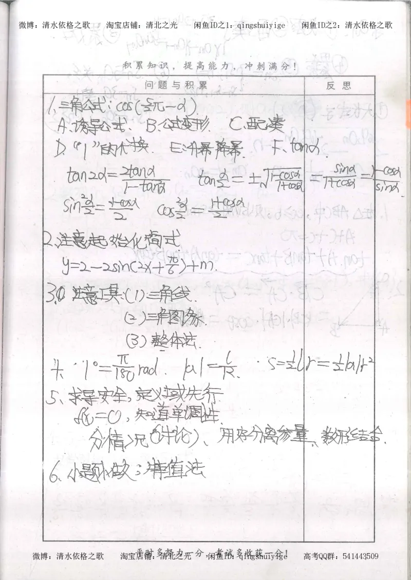 5.衡水中学高考积累与改错_高三数学（第1本）_260页_高中衡水学霸笔记_高中全部赠品_错题集高中九科_数学积累与改错