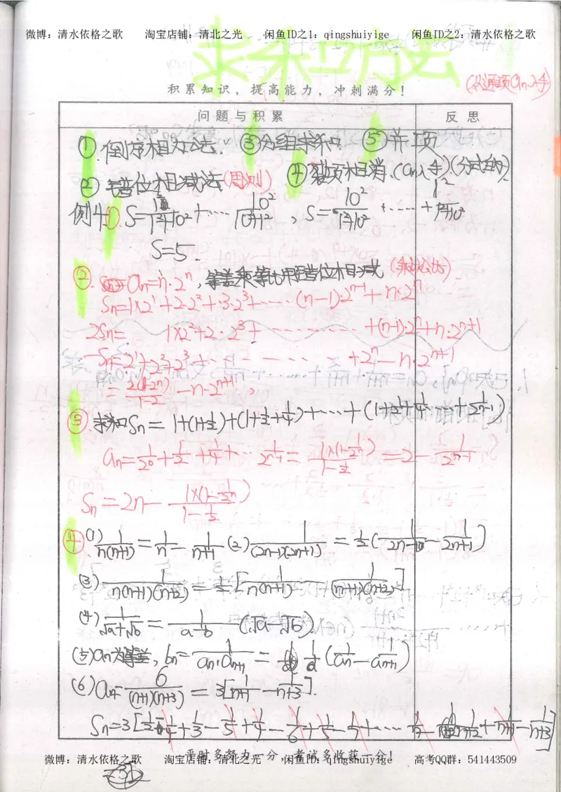 5.衡水中学高考积累与改错_高三数学（第1本）_260页_高中衡水学霸笔记_高中全部赠品_错题集高中九科_数学积累与改错
