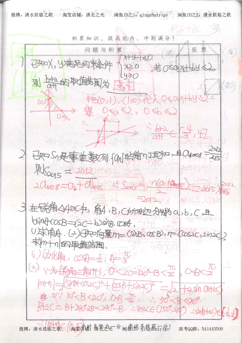 5.衡水中学高考积累与改错_高三数学（第1本）_260页_高中衡水学霸笔记_高中全部赠品_错题集高中九科_数学积累与改错
