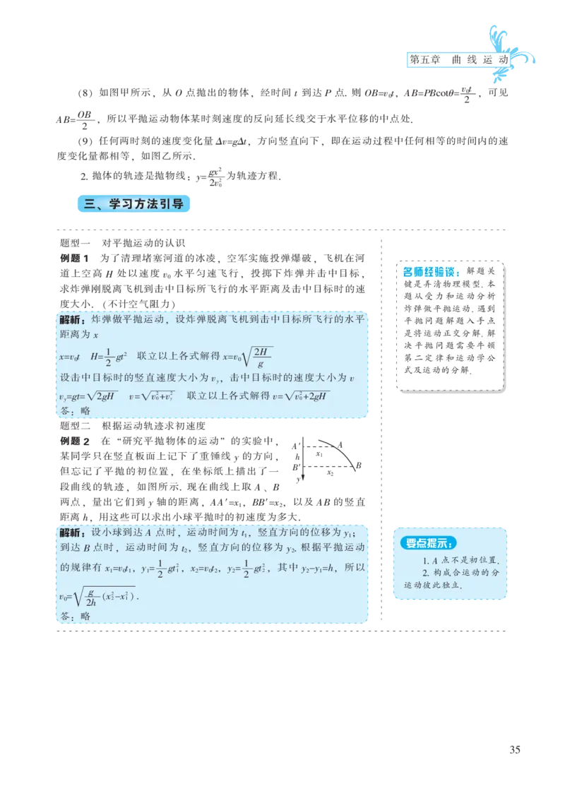 必修模块第五章曲线运动-高中物理公式、定理、定律图表（必修选修）_4.2025物理总复习_2023年新高复习资料_专项复习_高中物理公式、定理、定律图表（必修+选修）