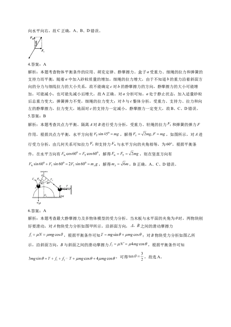 相互作用训练题&mdash;&mdash;2023届高考物理一轮复习（Word版含答案）_4.2025物理总复习_2023年新高复习资料_一轮复习_2023届高中物理一轮复习专题训练（word版，含答案）_769