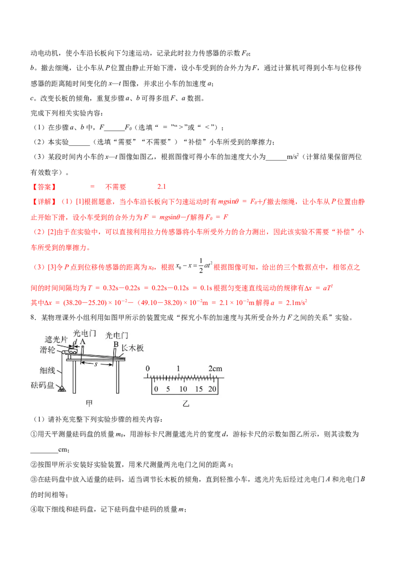 专题15力学实验（精练）（解析版）_4.2025物理总复习_赠品通用版（老高考）复习资料_二轮复习_2023年高考物理二轮复习讲练测（全国通用）288435117