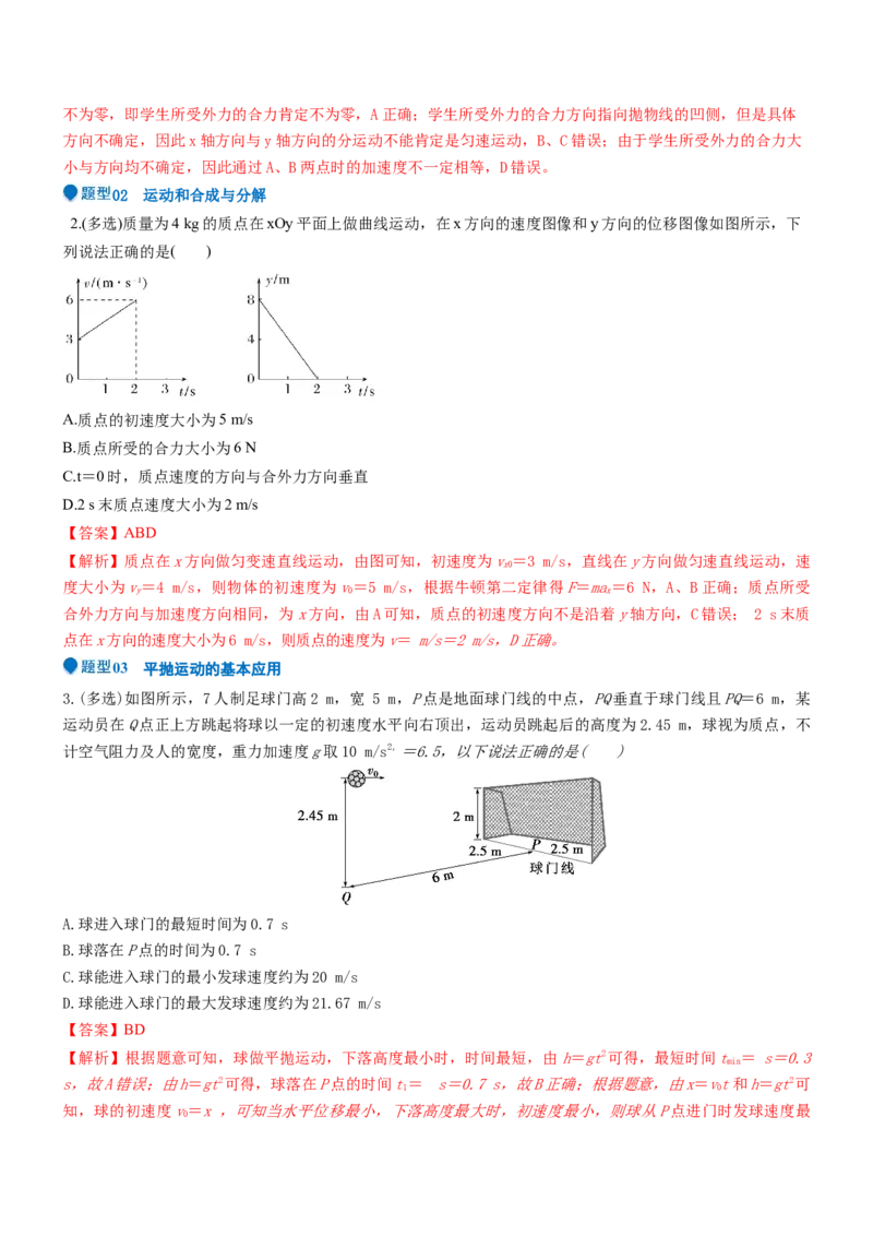 压轴题02牛顿运动定律曲线运动（解析版）_4.2025物理总复习_2024年新高考资料_5.2024三轮冲刺_2024年高考物理压轴题专项训练（新高考通用）