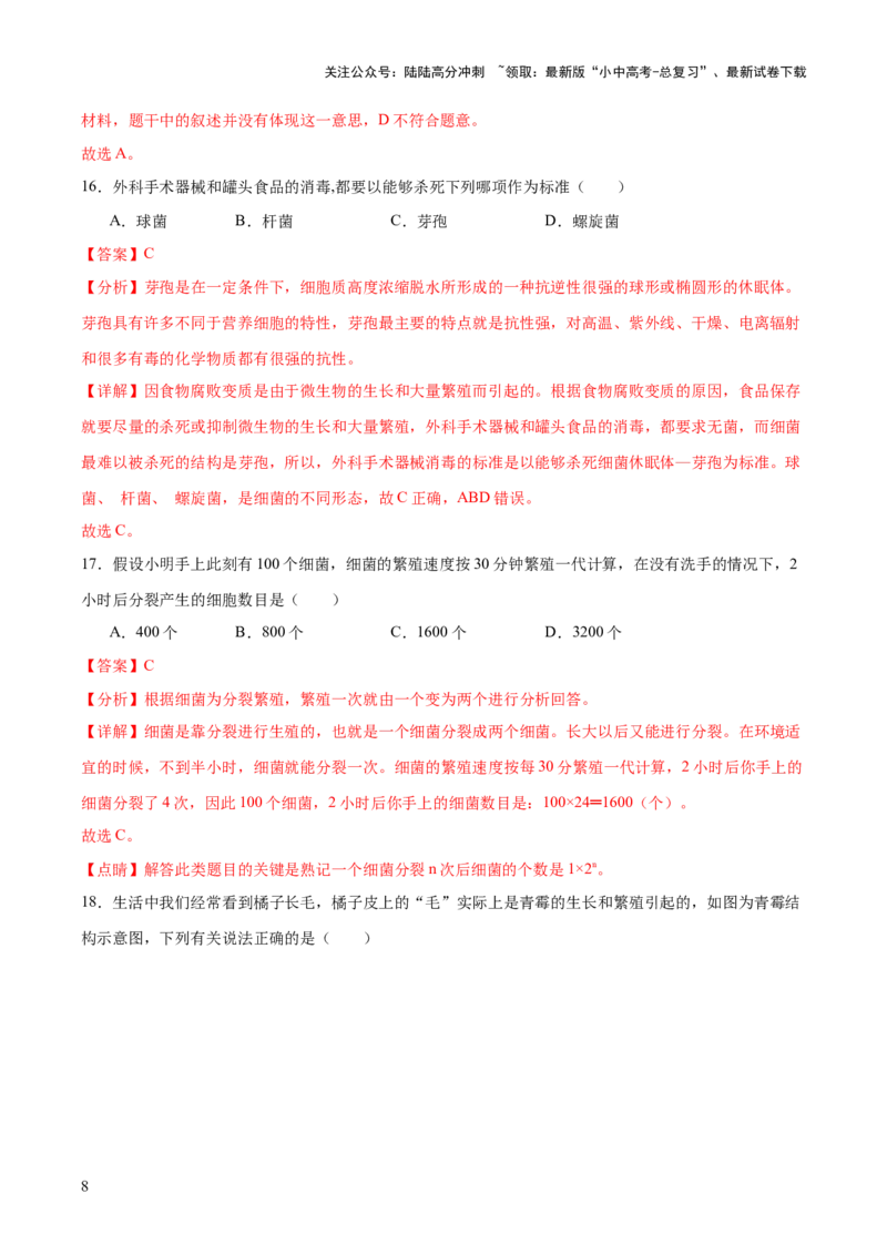 主题二生物的多样性（测试）（解析版）_02中考总复习（2026版更新中）_08-生物-中考总复习_2025中考复习资料_2025中考二轮课件ppt+讲义+练习生物_测试