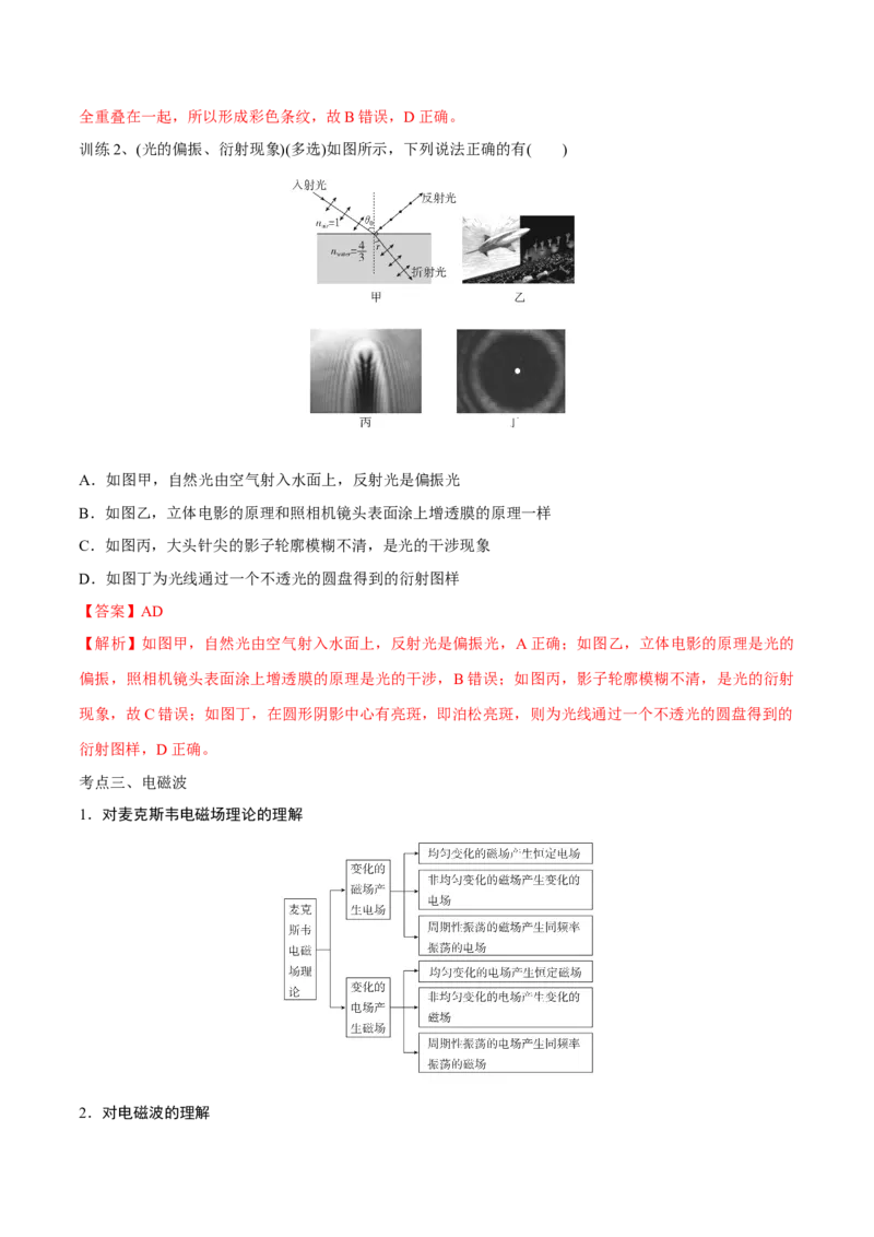 第二讲光的波动性电磁波（解析版）_4.2025物理总复习_2023年新高复习资料_一轮复习_2023年高三物理一轮复习精讲精练278111462_第十四章光