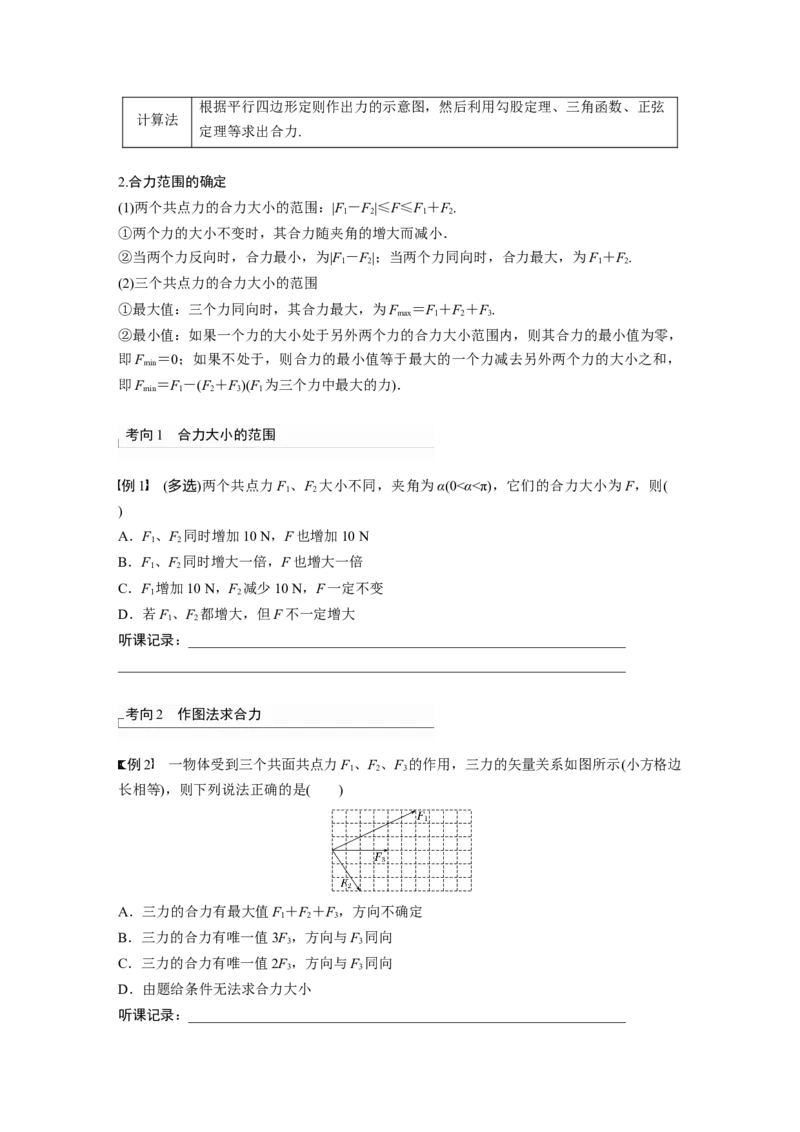 第2章第3讲　力的合成与分解_4.2025物理总复习_2024年新高考资料_1.2024一轮复习_2024年高考物理一轮复习讲义（新人教版）_学生版在此文件夹_大一轮复习讲义