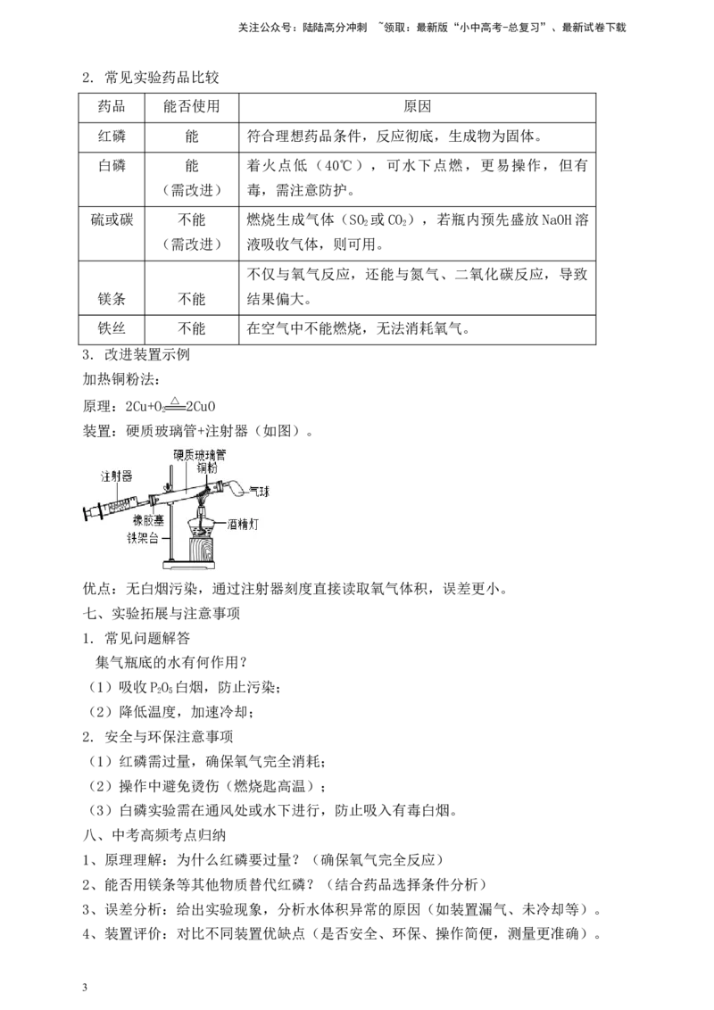 实验深度突破（二）测定空气中氧气含量_02中考总复习（2026版更新中）_05-化学-中考总复习_2026年中考复习（更新中）_中考化学满分密码：实验深度突破及考点提分训练