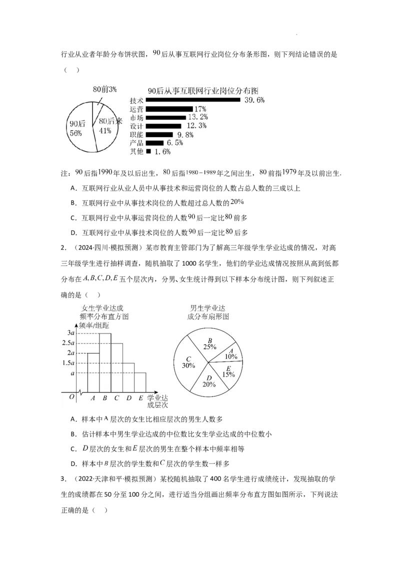 专项训练23统计与成对数据的统计分析（原卷版）_2.2025数学总复习_2025年新高考资料_二轮复习_2025高考数学二轮复习专项突破练习_专项练