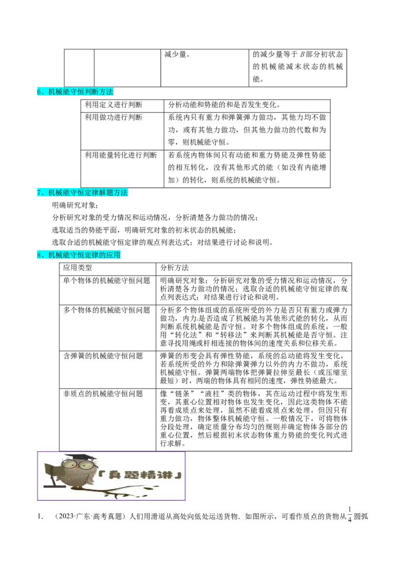 押广东卷选择题5机械能守恒定律（解析版）_4.2025物理总复习_2024年新高考资料_5.2024三轮冲刺_备战2024年高考物理临考题号押题（广东专用）324210116