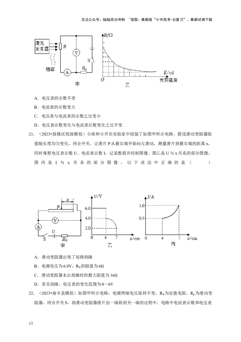图像题04欧姆定律（原卷版）_02中考总复习（2026版更新中）_04-物理-中考总复习_2024年中考复习资料_二轮复习_（讲义+练习）2024年中考物理二轮题型专项复习