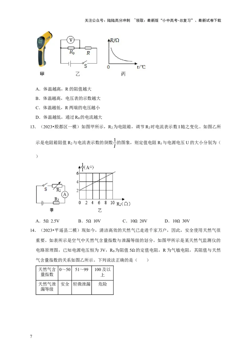 图像题04欧姆定律（原卷版）_02中考总复习（2026版更新中）_04-物理-中考总复习_2024年中考复习资料_二轮复习_（讲义+练习）2024年中考物理二轮题型专项复习