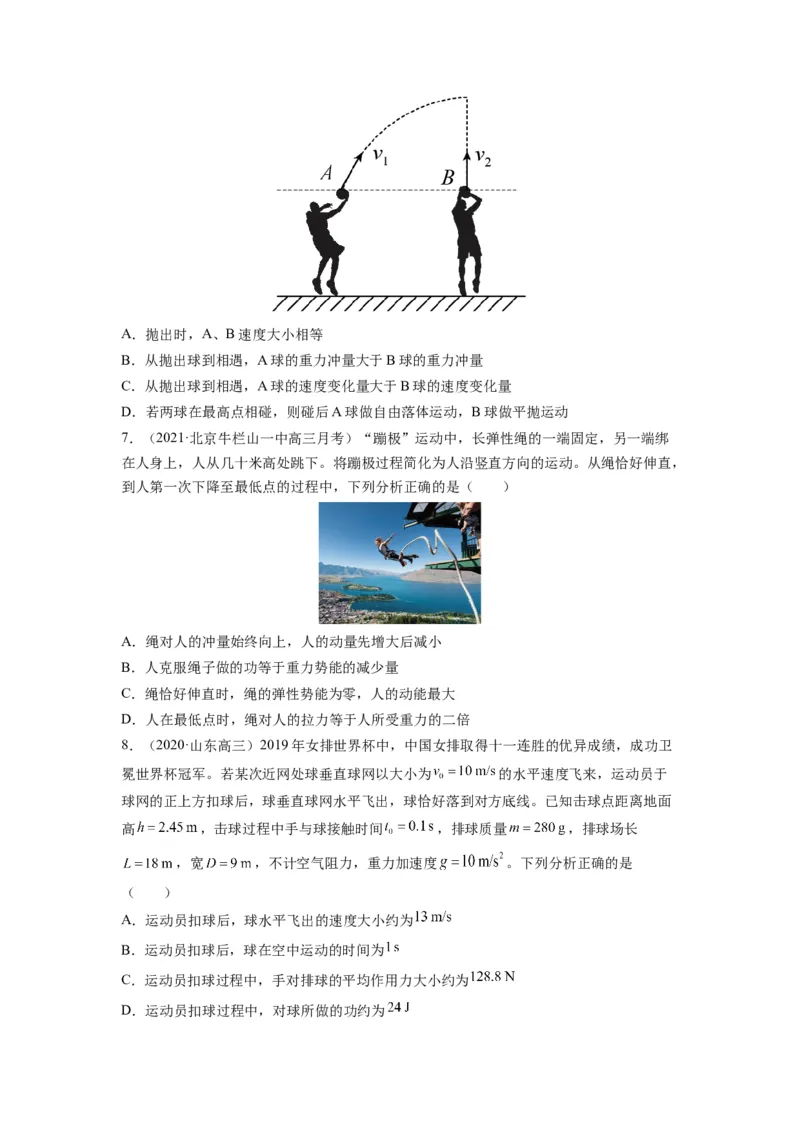 备战2023年高考物理考试易错题&mdash;&mdash;易错点14动量动量定理_4.2025物理总复习_2023年新高复习资料_一轮复习_备战2023新高考物理一轮复习考试易错题（含答案）