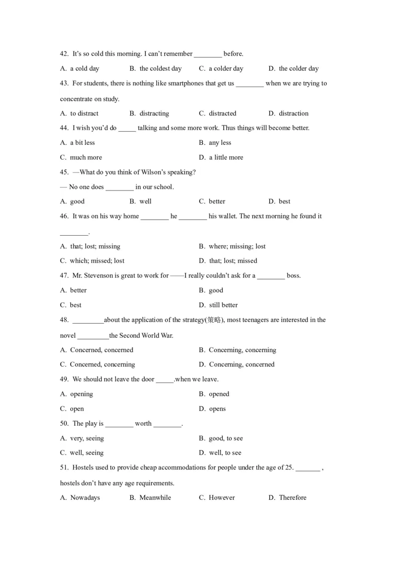 04形容词与副词(精练)-2024年高考英语一轮复习语法能力突破必备(PPT+复习卡+精练题)(通用版)_3.2025英语总复习_2024年新高考资料_1.2024一轮复习