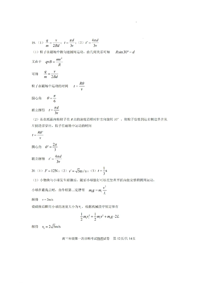 甘肃省张掖市23届高三上学期第一次诊断考试物理含答案_4.2025物理总复习_物理高考模拟题_老高考_2023年