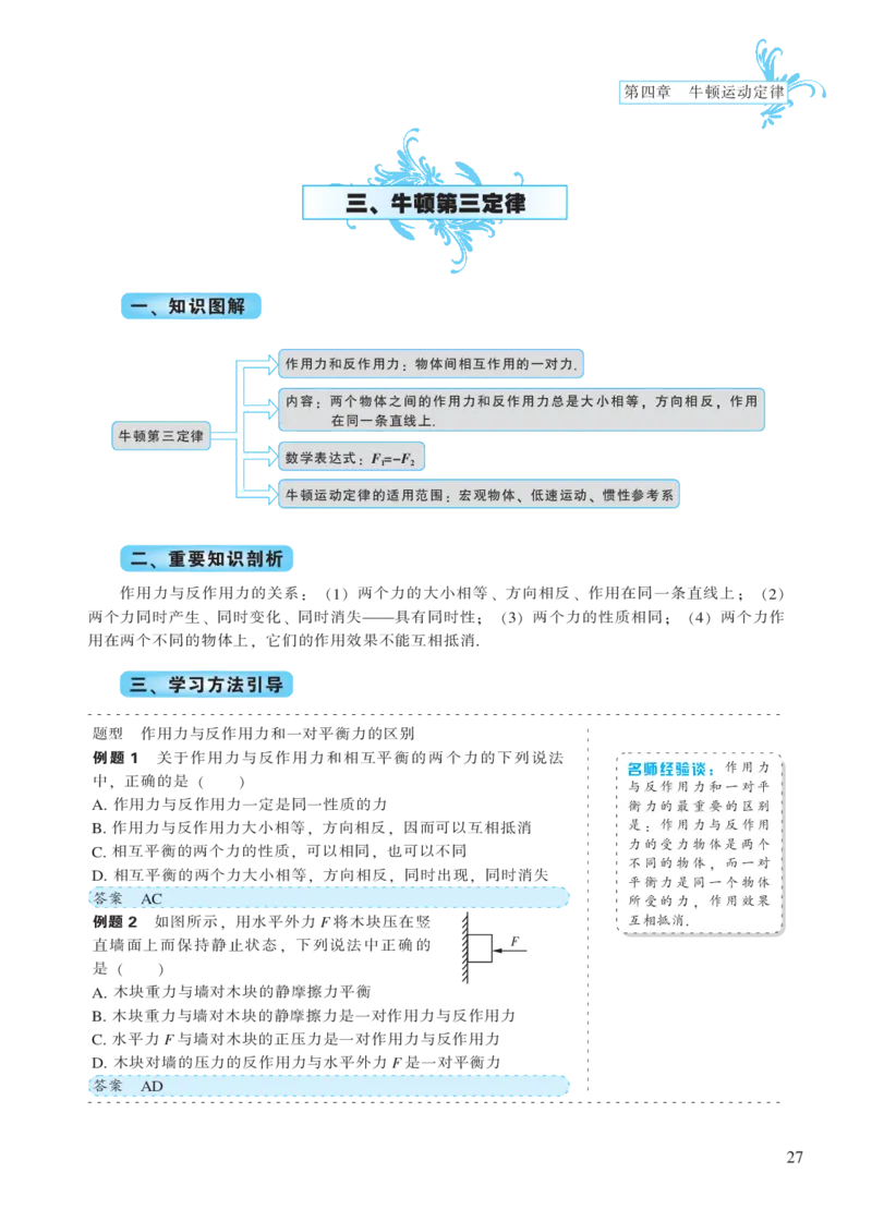 必修模块第四章牛顿运动定律-高中物理公式、定理、定律图表（必修选修）_4.2025物理总复习_2023年新高复习资料_专项复习_高中物理公式、定理、定律图表（必修+选修）