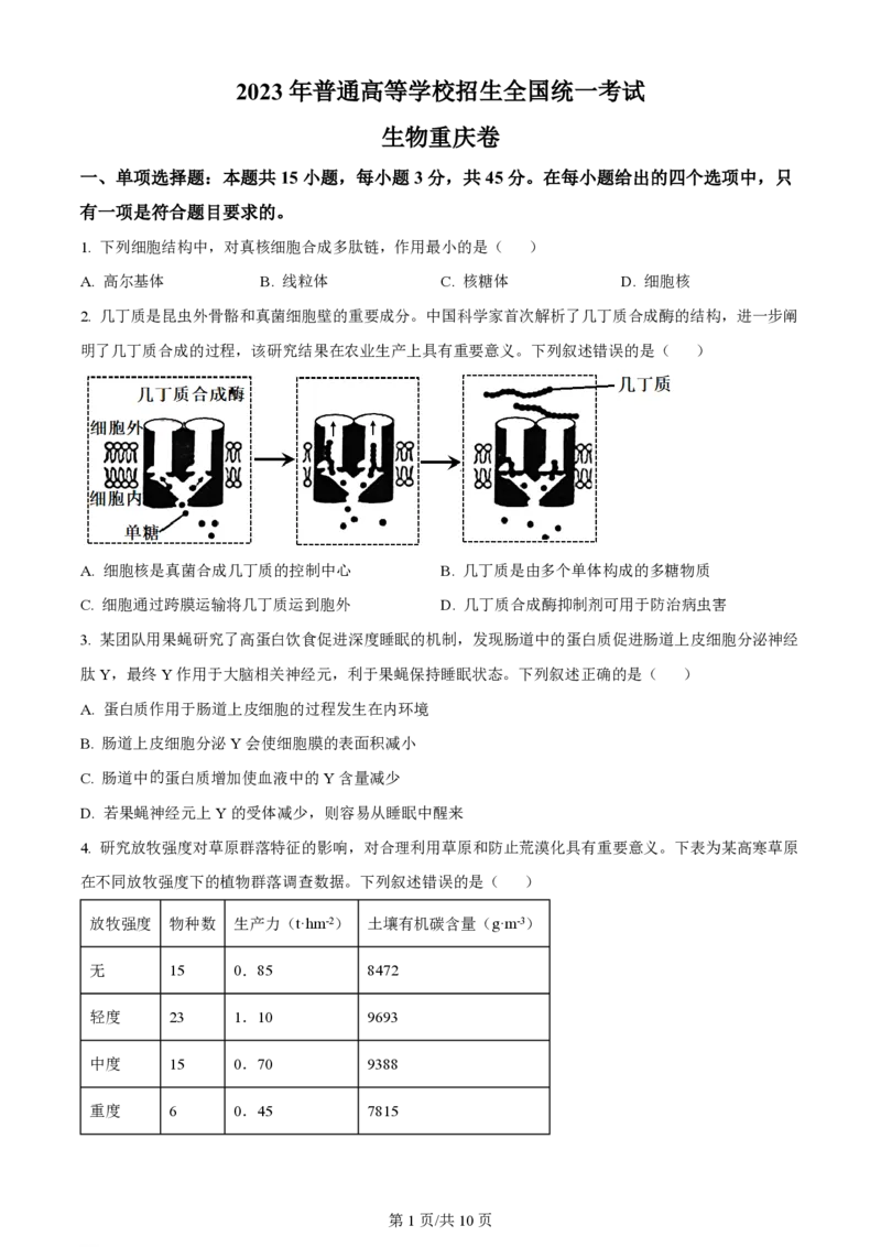2023年高考生物试卷（重庆）（空白卷）_A1502026各地模拟卷（超值！）_赠送：2008-2024全套高考真题_高考生物真题_新&middot;PDF版2008-2024&middot;高考生物真题_版本2：生物（按省份分类）2008-2024