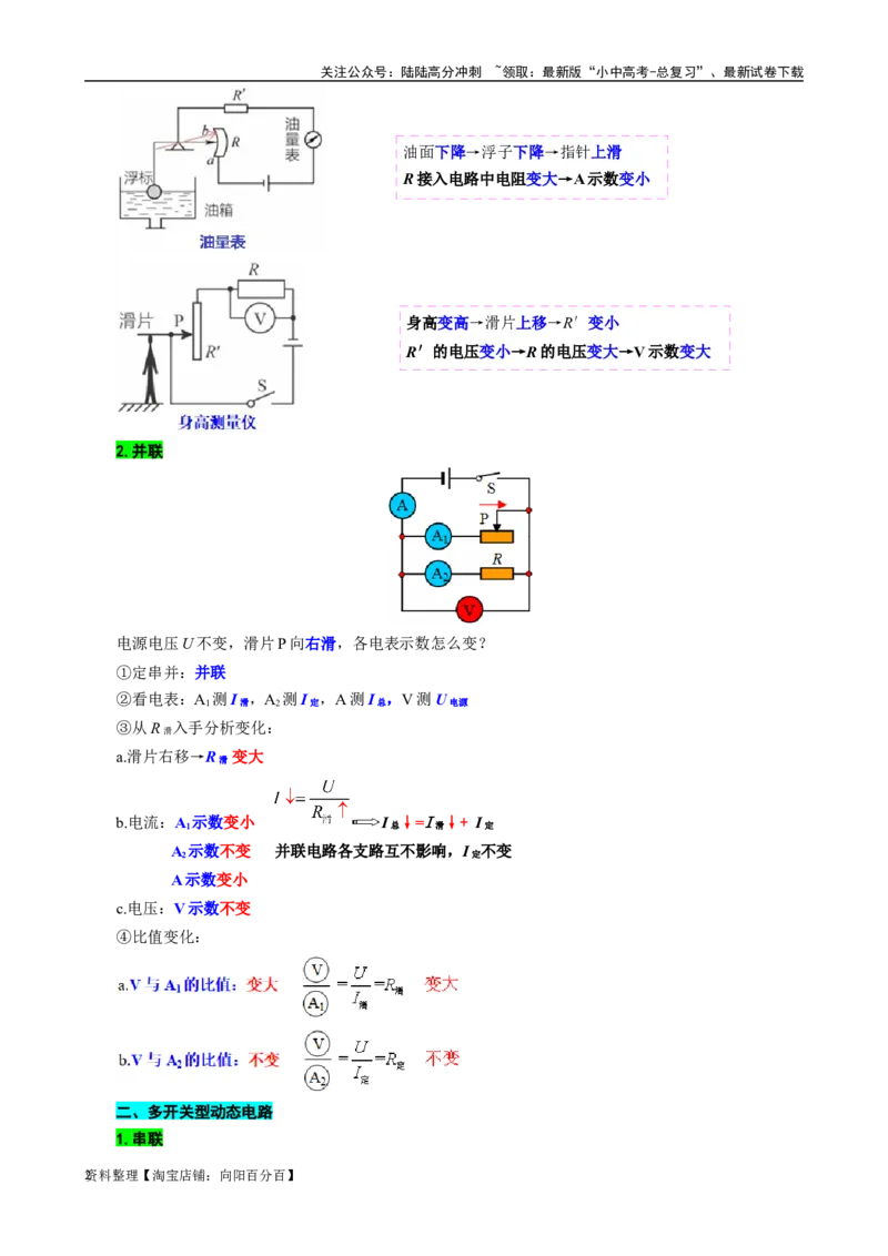 欧姆定律动态电路的类型及分析_02中考总复习（2026版更新中）_04-物理-中考总复习_2024年中考复习资料_专项复习资料_2024年中考物理复习辅导系列_❤更新专项复习