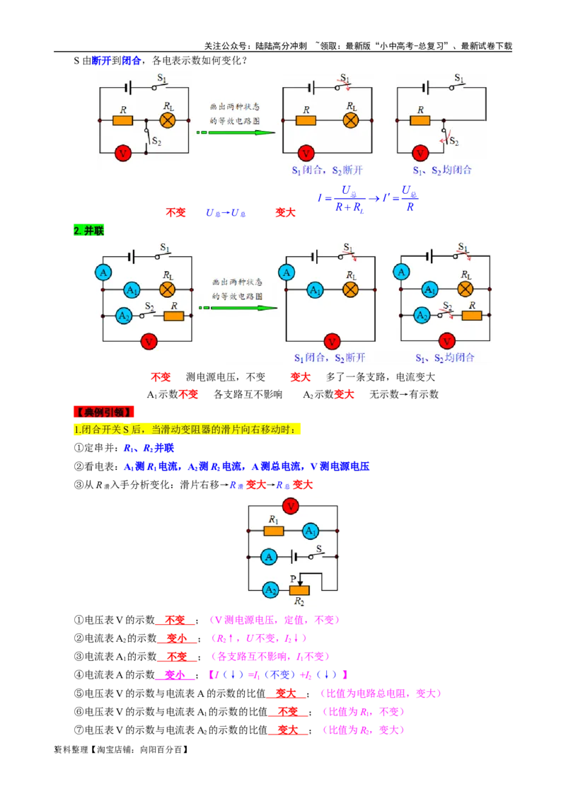 欧姆定律动态电路的类型及分析_02中考总复习（2026版更新中）_04-物理-中考总复习_2024年中考复习资料_专项复习资料_2024年中考物理复习辅导系列_❤更新专项复习