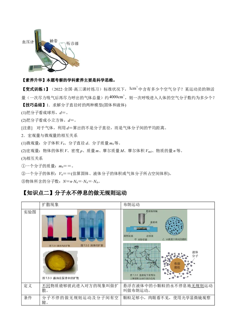 专题15.1　分子动理论　内能讲&mdash;&mdash;2023年高考物理一轮复习讲练测（新教材新高考通用）（原卷版）_4.2025物理总复习_2023年新高复习资料_一轮复习