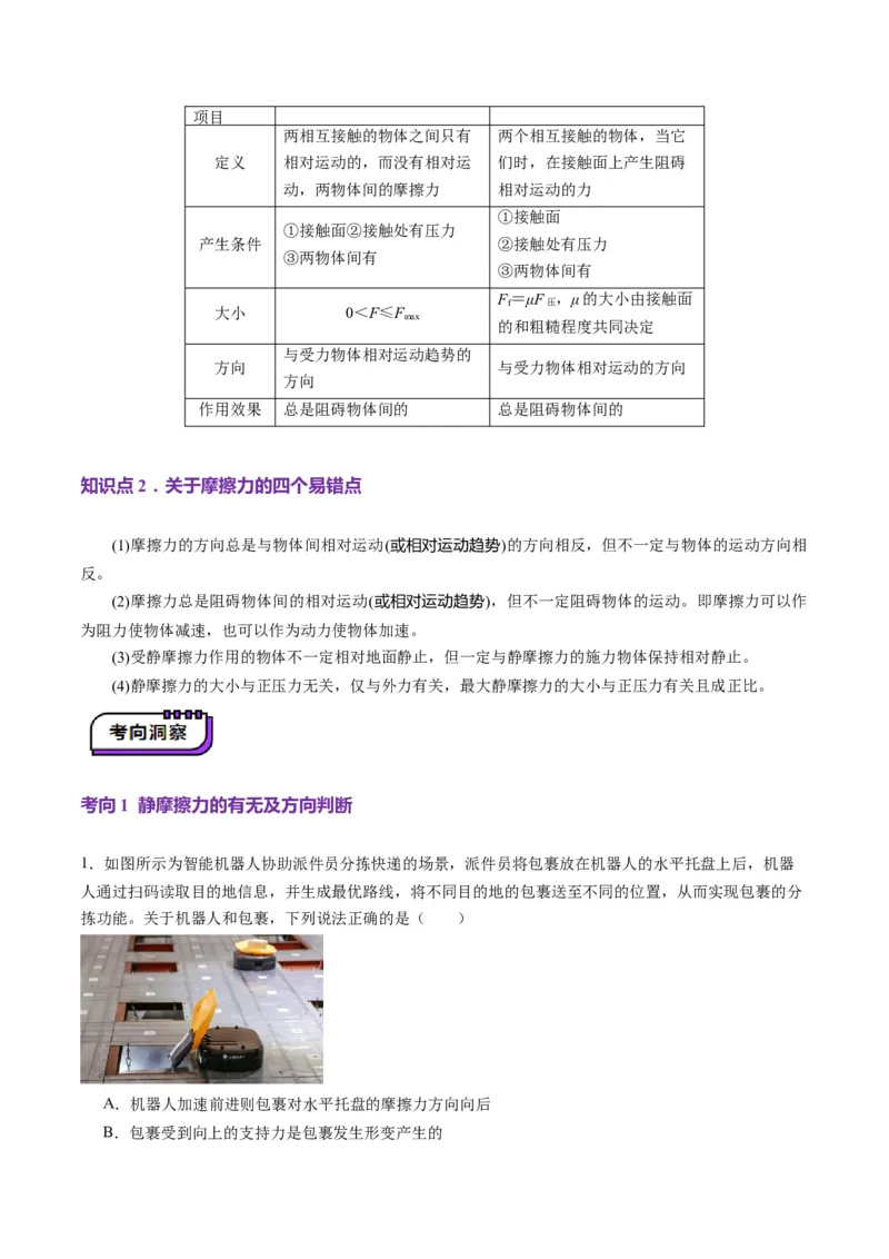 第05讲三大性质力（讲义）（原卷版）_4.2025物理总复习_2025年新高考资料_一轮复习_2025年高考物理一轮复习讲练测（新教材新高考）