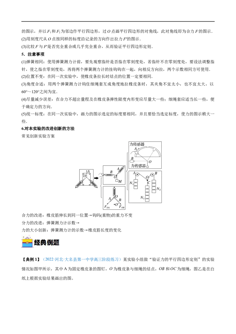 实验03探究两个互成角度的力的合成规律&mdash;&mdash;全攻略备战2023年高考物理一轮重难点复习（原卷版）_4.2025物理总复习_2023年新高复习资料_一轮复习