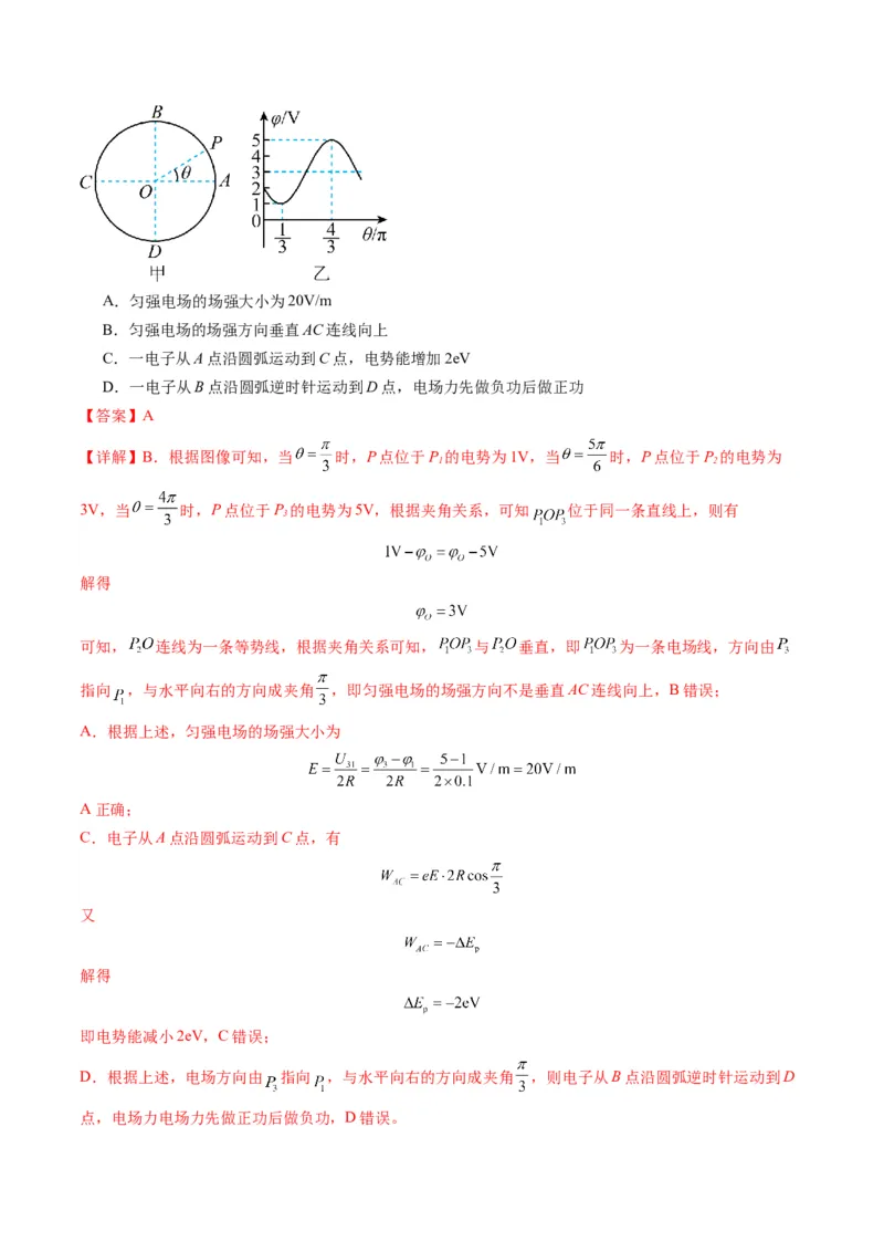 第35讲电场中的功能关系及图像问题（练习）（解析版）_4.2025物理总复习_2025年新高考资料_一轮复习_2025年高考物理一轮复习讲练测（新教材新高考）