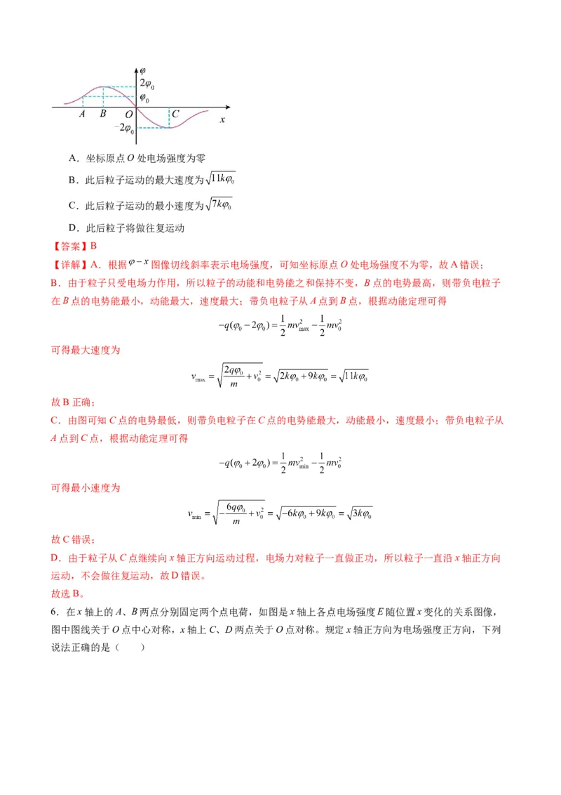 第35讲电场中的功能关系及图像问题（练习）（解析版）_4.2025物理总复习_2025年新高考资料_一轮复习_2025年高考物理一轮复习讲练测（新教材新高考）