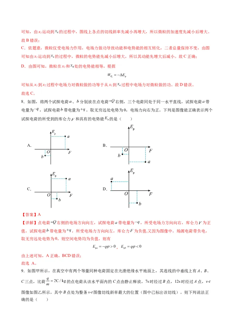 第35讲电场中的功能关系及图像问题（练习）（解析版）_4.2025物理总复习_2025年新高考资料_一轮复习_2025年高考物理一轮复习讲练测（新教材新高考）