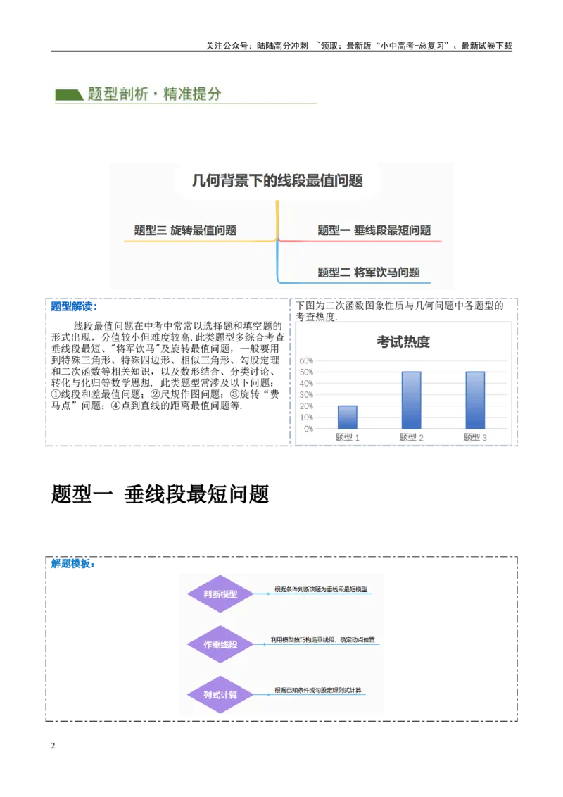 压轴题03几何背景下的线段最值问题（3题型+解题模板+技巧精讲）（原卷版）_02中考总复习（2026版更新中）_02-数学-中考总复习_2024年中考复习资料_二轮复习资料_解题秘籍（含解题模板）