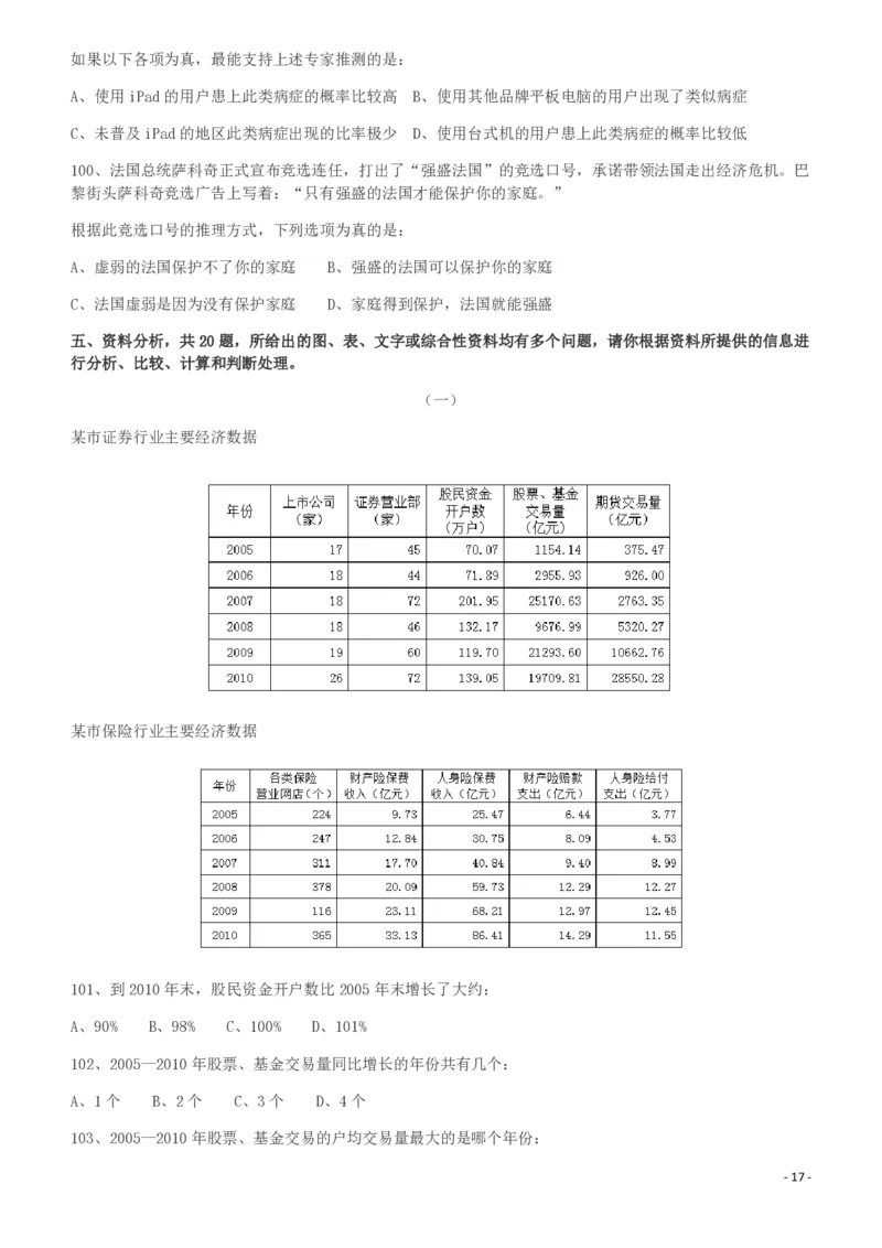 2012年421公务员联考《行测》（山西、辽宁、黑龙江、福建、湖北、湖南、广西、海南、四川、重庆、云南、西藏、陕西、青海、宁夏、新疆、甘肃）_34省+国考真题_题目_84