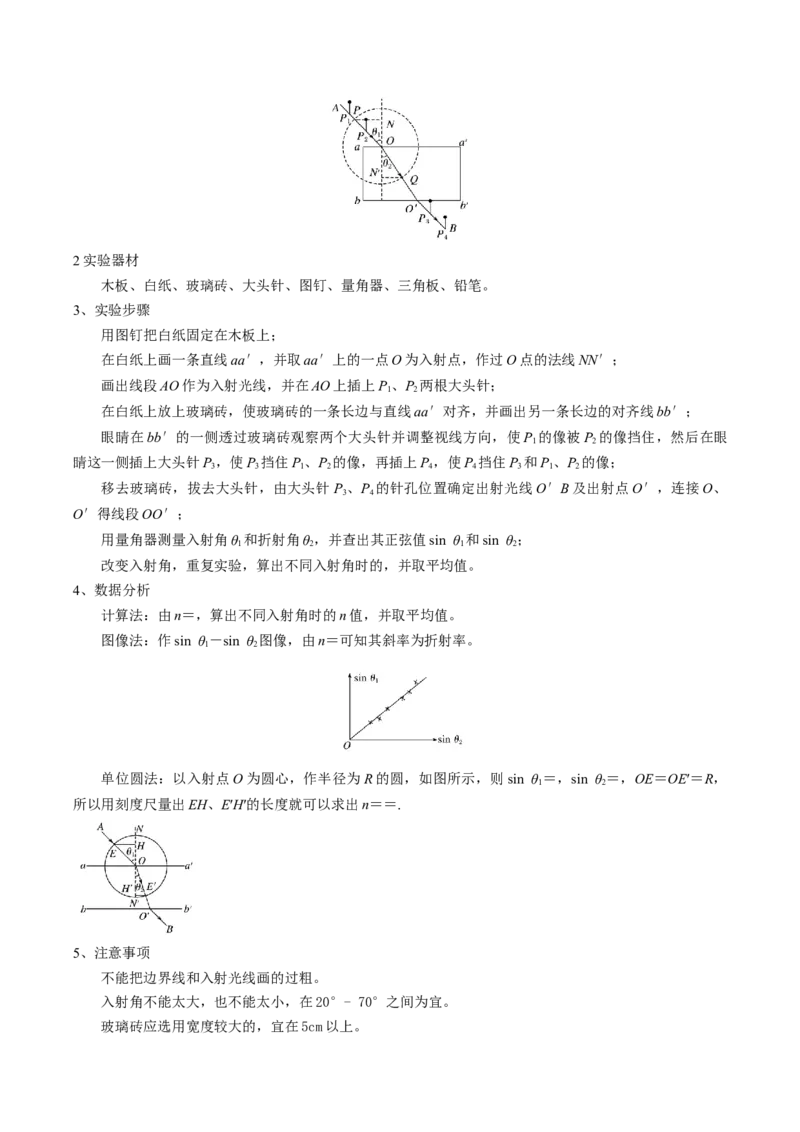 专题20光学、热学实验（原卷版）_4.2025物理总复习_2025年新高考资料_一轮复习_2025年高考物理一轮复习知识清单