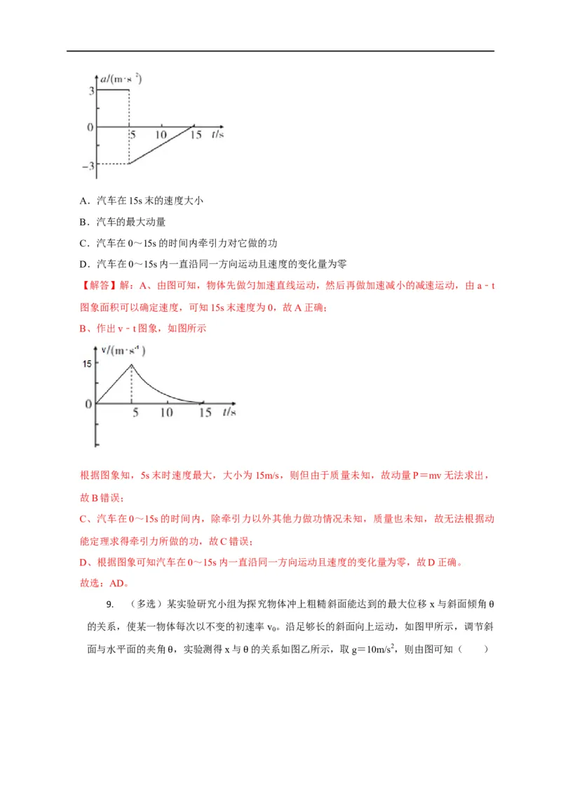 第33讲动能定理与图像（解析版）_4.2025物理总复习_2023年新高复习资料_专项复习_2023届高三物理高考复习101微专题模型精讲精练