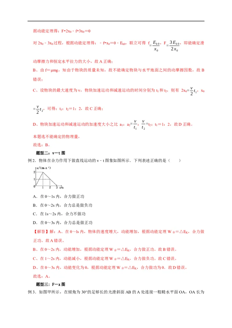第33讲动能定理与图像（解析版）_4.2025物理总复习_2023年新高复习资料_专项复习_2023届高三物理高考复习101微专题模型精讲精练