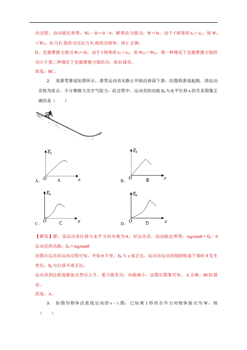 第33讲动能定理与图像（解析版）_4.2025物理总复习_2023年新高复习资料_专项复习_2023届高三物理高考复习101微专题模型精讲精练