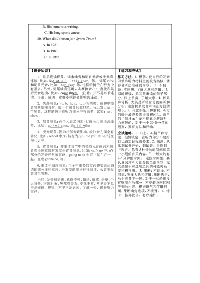 2024年高考英语真题（新高考I卷）听力解读分析学案_3.2025英语总复习_2025年新高考资料_专项复习_备考2025&middot;真题解码2024年高考英语真题（新高考I卷）各题型解读分析学案