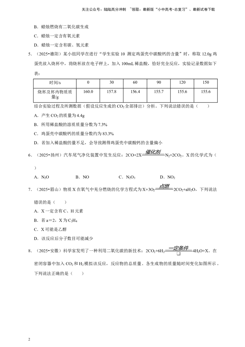备考2026年中考化学一轮复习质量守恒定律及其应用（含解析）_02中考总复习（2026版更新中）_05-化学-中考总复习_2026年中考复习（更新中）_备考2026年中考化学一轮复习专题练