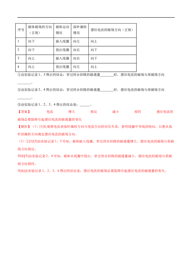 实验13探究影响感应电流方向的因素&mdash;&mdash;全攻略备战2023年高考物理一轮重难点复习（解析版）_4.2025物理总复习_2023年新高复习资料_一轮复习