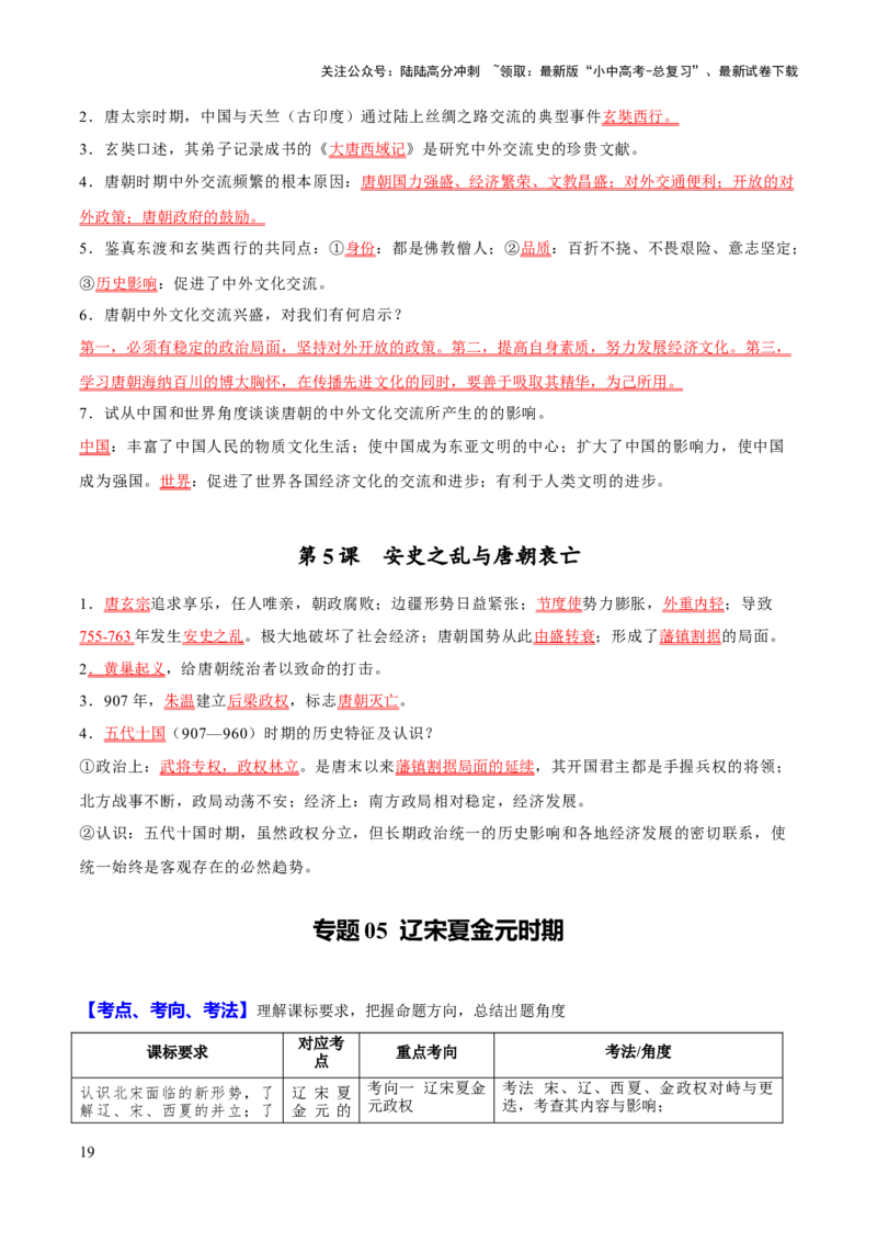 主题14+常考点一句话背记（中国古代史）-2025年中考历史一轮知识点梳理_02中考总复习（2026版更新中）_06-历史-中考总复习_2025年中考复习资料_2025年中考历史一轮知识点梳理