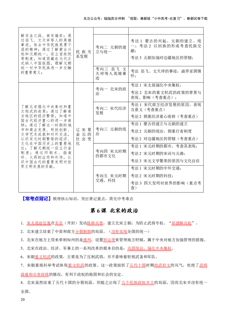 主题14+常考点一句话背记（中国古代史）-2025年中考历史一轮知识点梳理_02中考总复习（2026版更新中）_06-历史-中考总复习_2025年中考复习资料_2025年中考历史一轮知识点梳理